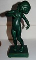 Little girl in jade green ceramic 888 Venus Kalipygos Design Kai Nielsen 21 cm