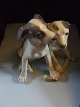 Royal Copenhagen Figurine 2 puppy hounds with Bone No 750