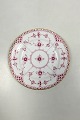 Royal Copenhagen Blue Fluted Red Ruby/Pink with Gold Edge Half Lace Cake Plate 
No 2/575