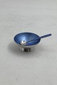 Volmer Bahner Sterling Silver Salt dish Blue Enamel and spoon