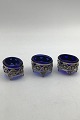 Silver Salt Cellars Set (Blue glas insert) (2+1)