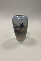 Lyngby Porcelain Vase with Farmhouse No. 128-2/76