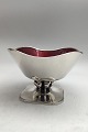 C. C. Hermann Sterling Silver Footed Bowl F52 (Red Enamel)